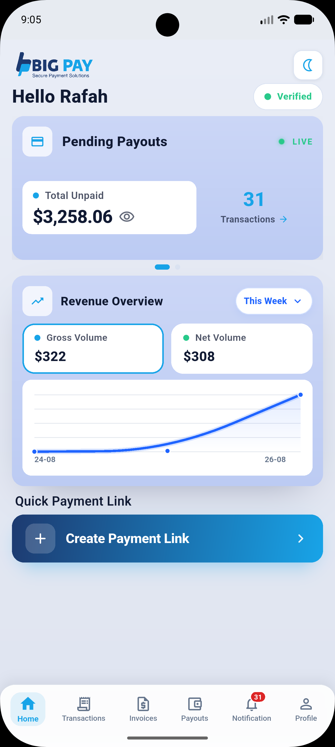 BigPay Application screen 2