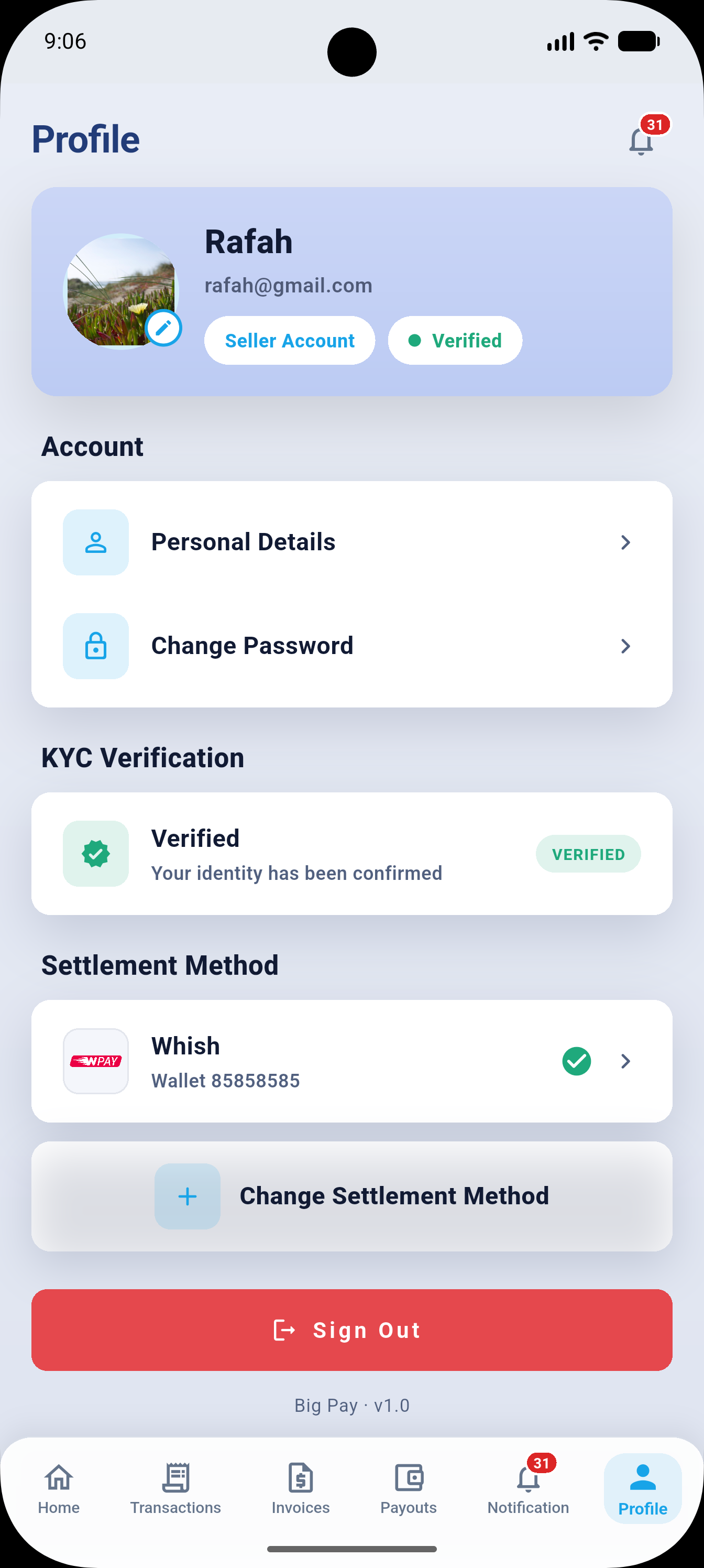 BigPay Application screen 6
